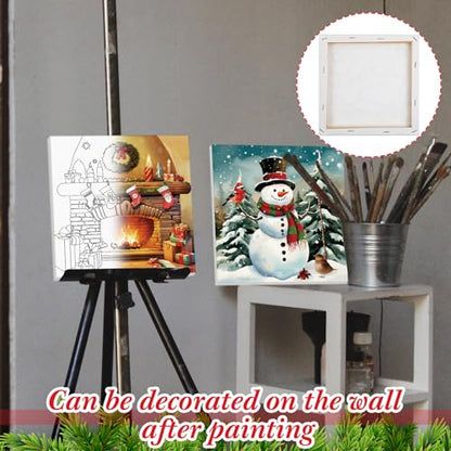 Sherr 12 Pcs Pre Drawn Canvas for Adults,Classic Xmas,8 x 8 Inch | Pre Printed Canvas, Sip and Paint Party Canvas Painting Kit, for Holiday Painting Crafts Favor - size: 8 x 8 Inch, style: Classic Xmas