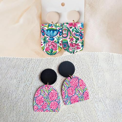 10 Pcs Floral Polymer Clay Transfer Paper for DIY Earrings, Lotus Flowers Double-Sided Water Clay DIY Mold, Disposable Clay Transfer Sheets for DIY Jewelry Making Decoration 5.82X3.93 inch - color: Lotus