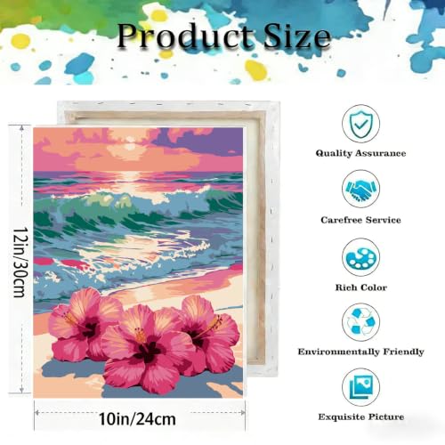 Beach Paint by Numbers Kit for Adults,Flower Paint by Number With Frame - color: Beach-MT6584