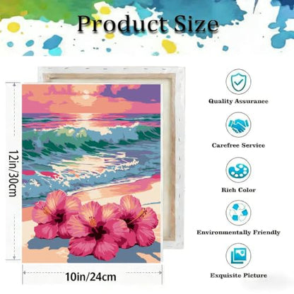 Beach Paint by Numbers Kit for Adults,Flower Paint by Number With Frame - color: Beach-MT6584