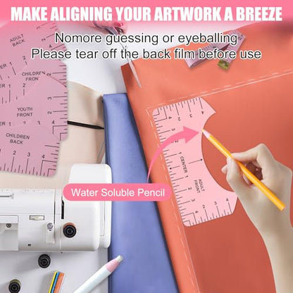 XEUZK Sublimation Shirts Tool Pink Kit With 8T Shirt rulers, 3Pack Teflon Sheet for Heat Press 12 x 16in, Heat Resistant Gloves & Silicone Bumps, 4Rolls Heat Resistant Tape& Tape Dispenser Sublimation - color: Pink