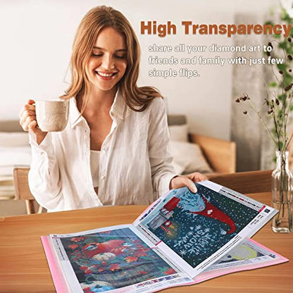 Huacan A3 Diamond Art Storage Book 30 Pages 60 Views Portfolio Presentations Folder Diamond Art Accessories - color: Pink