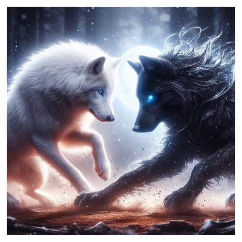 FHBUBPUP Wolf Diamond Art Kits for Adults, Diamond Painting Kits for Beginners - DIY Full Drill Round Dot Gem Art, Craft Gift Suitable for Home Wall Decoration 12×12Inch