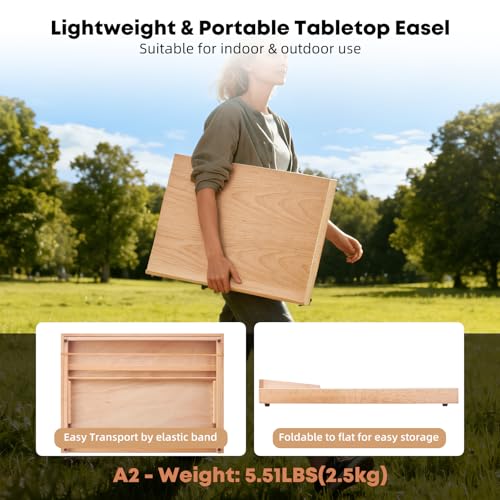 Wooden Table Top Easels for Painting A2 25.6"x18.9" Tabletop Easel - size: A2(25.6"x18.9")