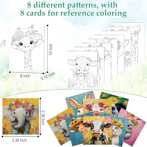 Cholemy 36 Pcs Paint and Sip Kit Gift for Adults 8''x10'',Flower Animals | Pre Drawn Canvas, Painting DIY Afro Acrylic Painting Kit, Wood Easel Brushes, Date Night Bulk, Summer Halloween Party - style: Flower Animals