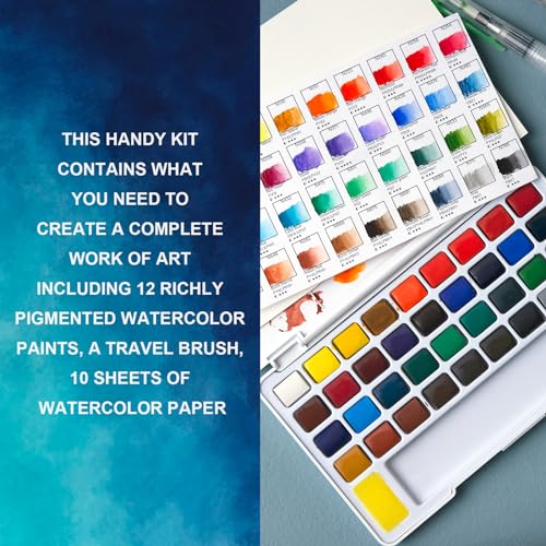 Woomer 36-Color Watercolor Paint Set for Beginners with Large Mix Palette