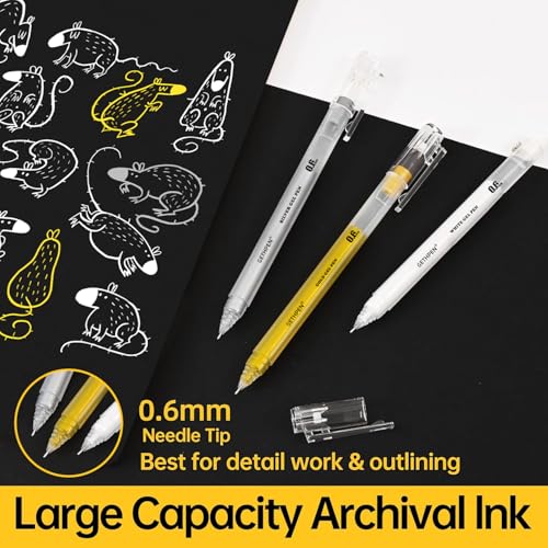 GETHPEN 3-Pack Silver Gel Pens, 0.6mm Fine Point Opaque Archival Ink Pens | Metallic Gel Ink Pens for Black Paper, Artists Drawing, Sketching, Adult Coloring Books, Card Making, Bullet Journaling - size: 0.6 mm, style: 3 Pack Silver