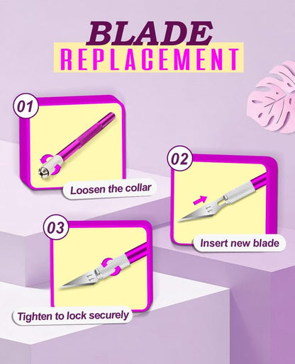 DIYSELF Craft Knife Set with 20 Extra #11 Blades, Aluminum Handle, Ruler | Exacto Knife Kit for DIY, Art, Model Making, Craft Knife with Blades for Artists & Modelers, Aluminum Handle, Purple - color: Purple-20