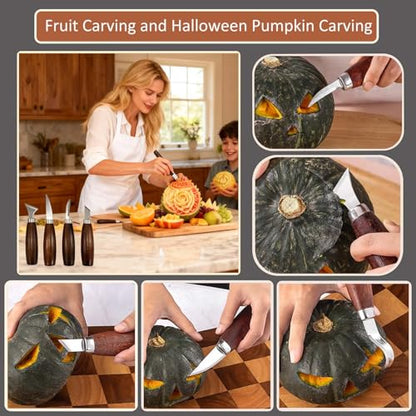 Wood Carving Kit, 18Pcs Professional Whittling Tools with 6 Wood Carving Knives 12 Detail Knives for Beginners Enthusiasts Gift DIY-Natural Wood-18 pcs