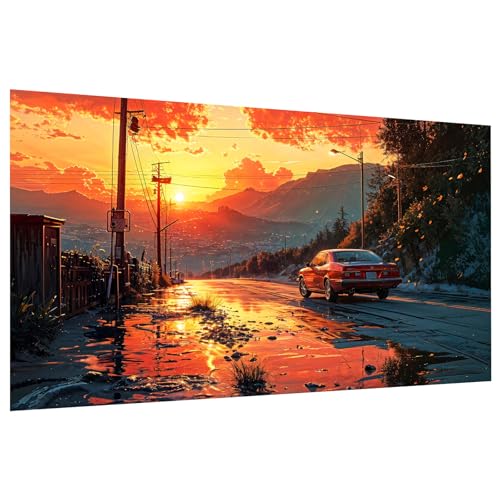 ATDMS Large Landscape Diamond Painting Kits for Adults, Diamond Art Kits | 5D Sunset Diamond Art Kits for Adults, DIY Full Drill Car Gem Painting Kits for Home Wall Decor, 27.5x15.7 Inch - color: Car Landscape
