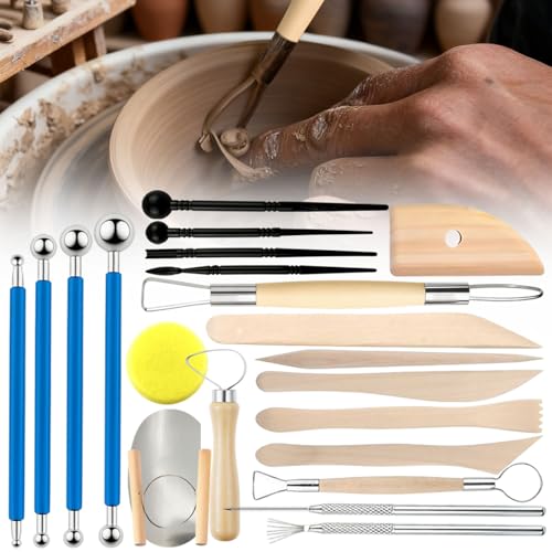 Basic Clay Pottery Carving Tools: 22Pcs Professional Sculpting Set for Home Use for Adult Beginners and Hobbyists - size: 22pcs