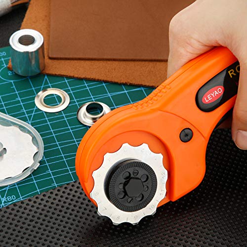 Mudder 2 Pieces Perforating Rotary Cutter Blades Stitch Rotary Replacement Blades with Plastic Box for Crochet Cutting Crafting Sewing Leather Paper Cardstock(Sliver,45mm,Dashed) - color: Sliver, size: 45mm, style: Dashed