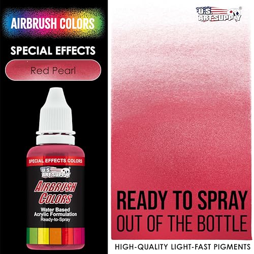 U.S. Art Supply Ready to Spray Special Effects Red Pearl Acrylic Airbrush Paint - 1oz Bottle, Professional Grade Non-Toxic Water-Based Colors for Vibrant & Permanent Results - color: Red Pearl, size: 1 Fl Oz (Pack of 1)