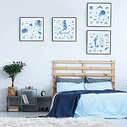 20 Pieces Summer Sea Ocean Stencils Marine Organism Background Painting Templates Summer Reusable Sea Animals Stars Shells Fish Stencil for DIY Crafts Scrabooking Art Projects (6 X 6 Inch) - color: 20 PCS