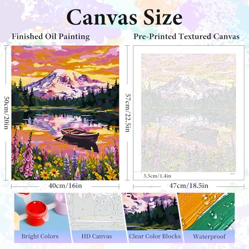 Paint by Numbers Kit for Adults, Mountain Lake Number Painting Canvas Kit - color: LBOPNFP4