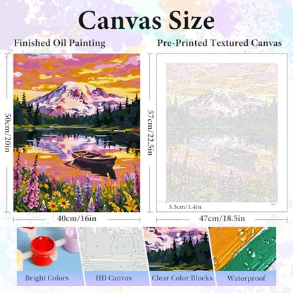 Paint by Numbers Kit for Adults, Mountain Lake Number Painting Canvas Kit - color: LBOPNFP4