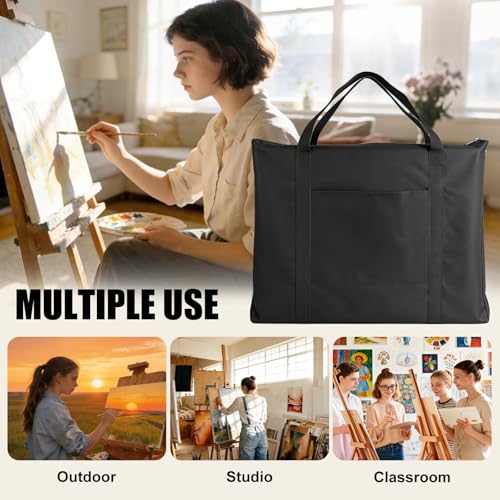 Ostlttyn Art Portfolio Case, Waterproof 24x36 Inch Large Art Portfolio Bag with Shoulder Strap for Artwork, Poster, Sketching, and Drawing, Black - size: 24 x 36 inches