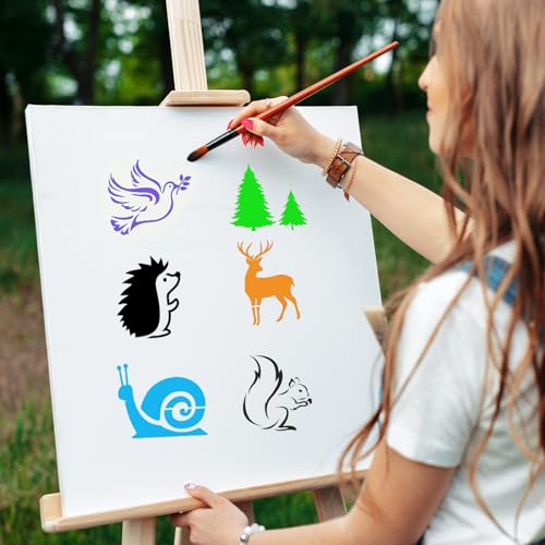 80 Pcs 3 x 3 Inch Stencils for Painting on Wood, Reusable Farm & Animal Plastic Stencils DIY Craft Paint Template Set for Wall Home Decor - style: Animal