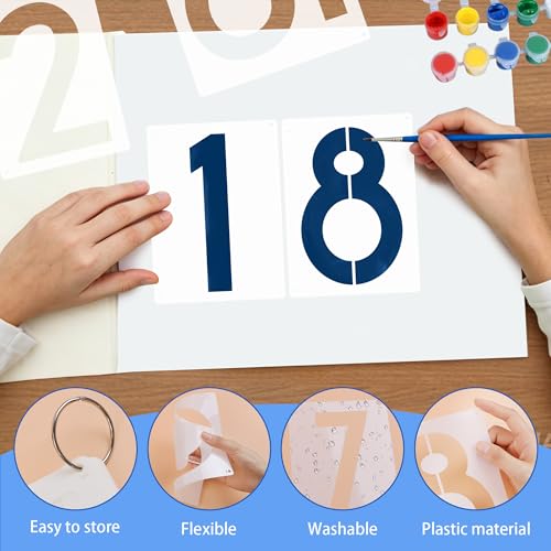 10PCS Number Stencils,8 Inch Plastic Number Stencils Paint Templates - size: 8 Inch