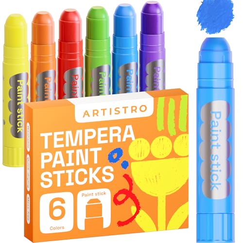 ARTISTRO 100% Washable Tempera Paint Sticks for Kids - 6 Non-toxic Paint Markers for Kids - Color Sticks with Twist Design - color: 6 Colors
