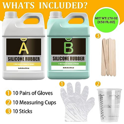 Silicone Molds Making Kit 170oz, Super Elastic 15A Silicone Rubber for DIY Mold Making, Fast Curing Liquid Silicone 1:1 Mixing Molding Kit for Casting Resin Molds/Candle Molds/Soap Mold/Craft, Green - color: Green, 170oz