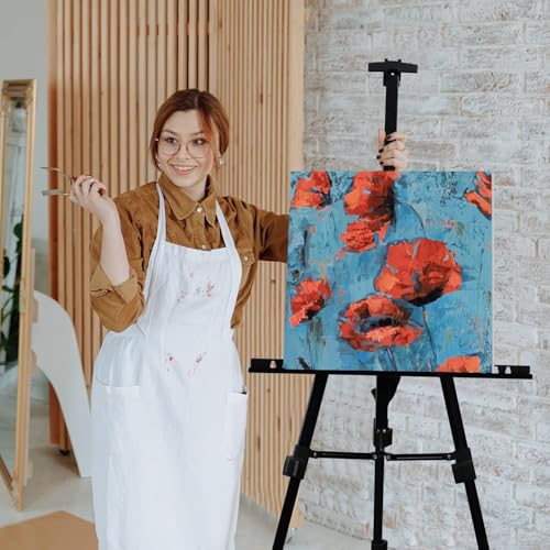 RRFTOK 72 Inch Metal Easel Stand for Painting Canvas, Black 2 Pack | Dual-layer supports canvas or signs at two heights; adjusts up to 72 in with spring clip and reinforced chain for stability. - style: 72BL 2-pack