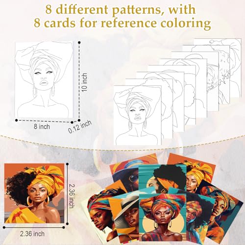 Cholemy 36 Pcs Paint and Sip Kit Gift for Adults 8''x10'',African Women | Pre Drawn Canvas, Painting DIY Afro Acrylic Painting Kit, Wood Easel Brushes, Date Night Bulk, Summer Halloween Party - style: African Women