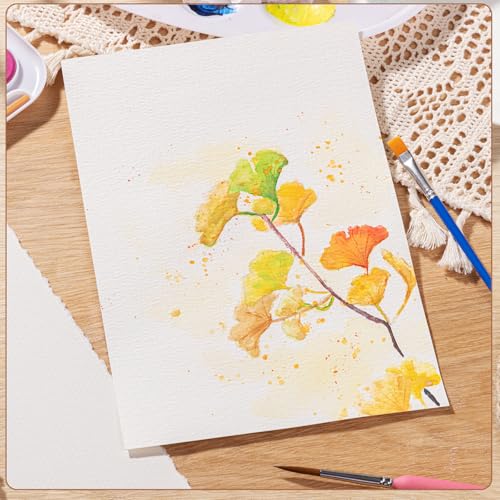 50 Sheets Deckle Edge Paper 5 x 7 in, 160 GSM Handmade Paper | Rough Textured Cold-Pressed Paper for Invitations, Cards, Watercolor Art, Crafts - size: 5 x 7inch