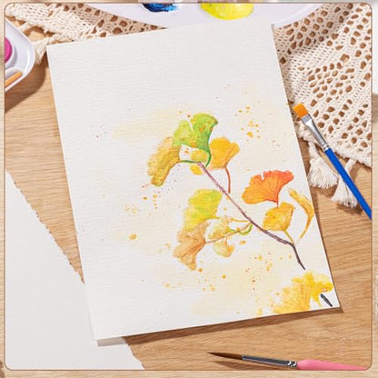 50 Sheets Deckle Edge Paper 5 x 7 in, 160 GSM Handmade Paper | Rough Textured Cold-Pressed Paper for Invitations, Cards, Watercolor Art, Crafts - size: 5 x 7inch