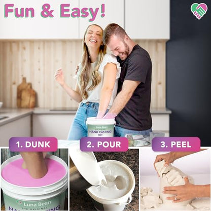 Luna Bean Hand Casting Kit - Couples, Wedding, Hand Mold | Highly detailed, easy to use, fun activity for making memories; gifts for women, special occasions, milestones, and family - size: Couples Large