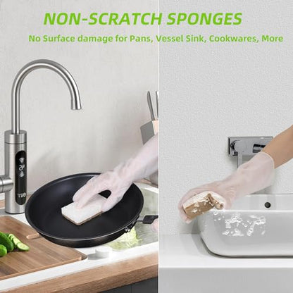 Natural Sponges for Dishes 12 Pack - Keep Soap Biodegradable Kitchen Sponge Compostable Coconut Scrubber - Eco Friendly Cleaning Sponges - color: Brown White 12pcs