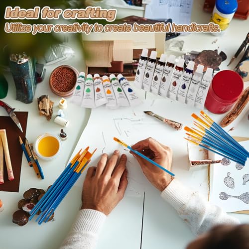 MAQIHAN Acrylic Paint Set - 24 Colors Acrylic Paint with 20 Brushes,24 x 12ml Tubes Artist Quality,Non Toxic Painting Supplies Kits for Artists and Adults,Craft Paint for Canvas Rock Ceramic Wood