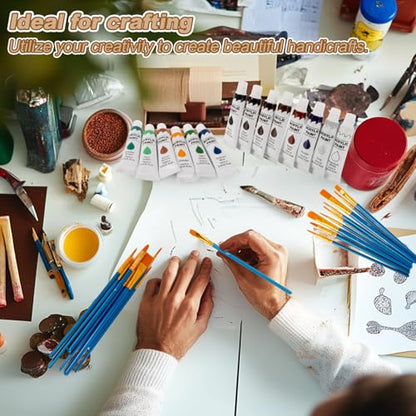 MAQIHAN Acrylic Paint Set - 24 Colors Acrylic Paint with 20 Brushes,24 x 12ml Tubes Artist Quality,Non Toxic Painting Supplies Kits for Artists and Adults,Craft Paint for Canvas Rock Ceramic Wood