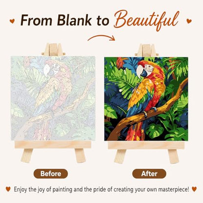 AUKELHJ Framed Paint by Numbers Kit for Adults, Parrot, 10x10 inch - color: 16-Parrot