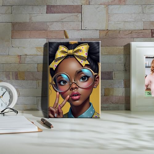 HeeBenor Framed Paint by Numbers Kit for Adults, Black Women, 8x12 Inch - color: Black Women 043