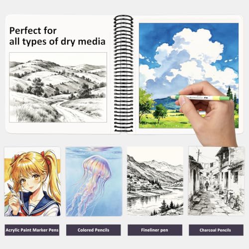 Hardcover Sketchbook,7.2"x8.3" Spiral Bound Drawing Pad,Violet Haze Garden | 150gsm(92lb)Acid-Free Thick Paper,Blank Art Journal for Adults,Artists&Beginners,Ideal for Sketching,Doodling and Mixed Media - color: violet haze garden