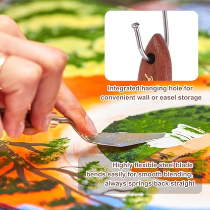 MECCANIXITY Pack of 1 Palette Knife No.7, 8.3" Long Palette Knives with Stainless Steel Flexible Spatula Pallet Knife and Wood Handle for Scraping, Mixing, Oil Acrylic Painting Canvas - style: No.7