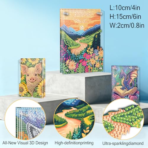 SKRYUIE DIY Acrylayers Diamond Art Kits for Adults, Landscape Multi-Layer Acrylic Diamond Painting Kits, 4-Layered Magnetic Stand-Up Tabletop Decor, Unique Multi-Dimensional Craft Gift 4x6 Inch A20 - color: Colorful-20