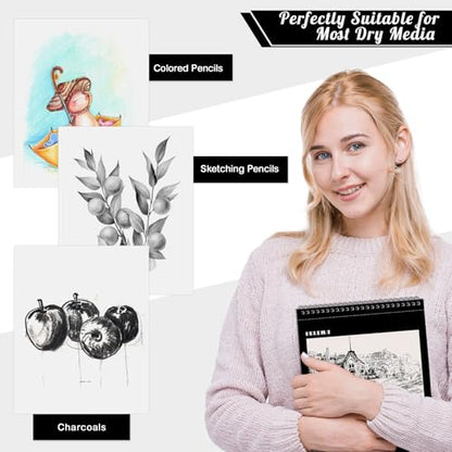 4 Pack Sketch Books 8.5 × 11 in, Top Spiral, 30 Sheets Each, Drawing Pad - color: Black, size: 8.5 × 11Inch（4 Pack）