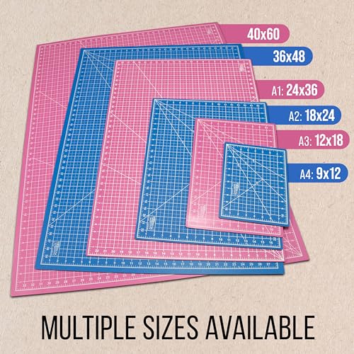 U.S. Art Supply 9"x12" Self-Healing Cutting Mat 5-Ply Pink/Blue | Double-Sided Pink/Blue Craft Mat, Non-Slip Cutting Mats for Crafts, Sewing, Quilting, Scrapbooking - color: Pink/Blue