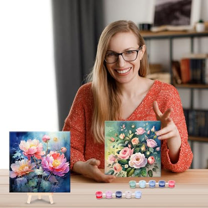 RoundFunny 8 Set Paint by Numbers Drawing Kit for Adults,Vibrant Blooms - style: Vibrant Blooms