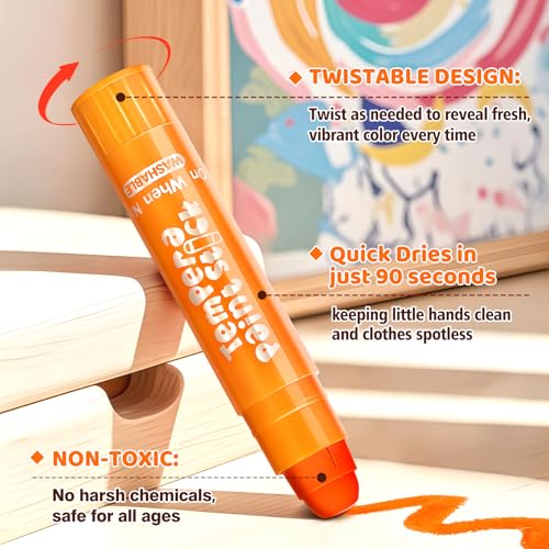Tempera Paint Sticks, 36 Color Washable Solid Paint Sticks for Kids Toddler | Painting Art Supplies for Classroom School Students & Home, Non-Toxic, Quick Drying, Back to School Supplies Bulk