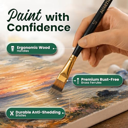 Travel Paint Brush Set - 7 Taklon Brushes with Case | Travel paint brushes with Taklon bristles for watercolor acrylic gouache oil and plein air painting - size: Pocket Paint Brushes 002