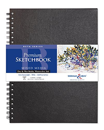 Stillman & Birn Beta Series Wirebound Sketchbook, 9" x 12", 270 gsm (Extra Heavyweight), White Paper, Cold Press Surface - size: 9" x 12" 270 gsm (Extra Heavyweight)
