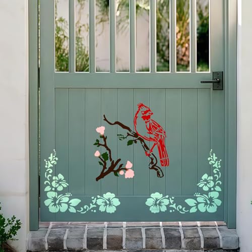 8 Pcs Large Flower Stencils for Painting, 9.84 X 9.84 Inch Flower Stencils for Crafts Reusable, Wood and Wall Stencils for Painting Large Pattern, DIY Templates Holiday Wall Paper (B) - style: B