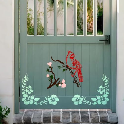 8 Pcs Large Flower Stencils for Painting, 9.84 X 9.84 Inch Flower Stencils for Crafts Reusable, Wood and Wall Stencils for Painting Large Pattern, DIY Templates Holiday Wall Paper (B) - style: B