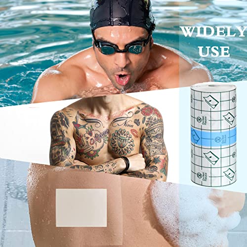 Waterproof Bandages Transparent Film Dressing, 4 Inch x 10.94 Yard - Second Skin Healing Protective, Clear Adhesive Bandages Shower Shield Dressing Tape for Tattoos Aftercare Swimming - size: 4 Inch x 10.94 Yard