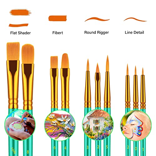 Artstorys Paint Brushes Set, 30 Pcs Acrylic Oil Watercolor Painting Brushes - color: Green,nickel