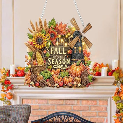 Fairyland JinWenn Hanging Diamonds Art kit for Adult,DIY Fall Diamonds Painting Art Kit, 7.45x7.68 inch Acrylic Diamonds Painting Board Kit Ornament, Special Crystal Diamond Hanging Ornament - color: DP01804