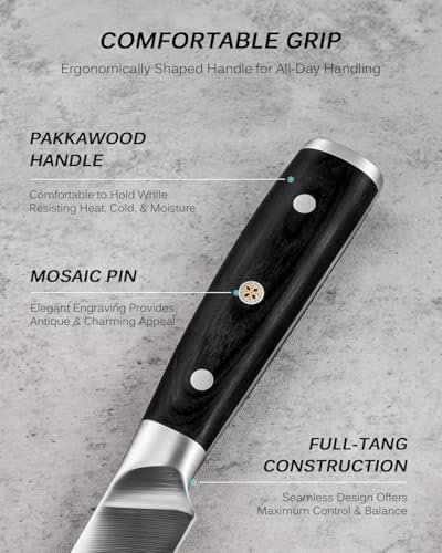 KYOKU Turkey Carving Set - German Steel Carving Knife & Fork Set | German 1.4116 Steel Full Tang Set, Pakkawood Handles With Mosaic Pins, Meat Poultry Brisket Portioning Set With Gift Box - style: Carving Set